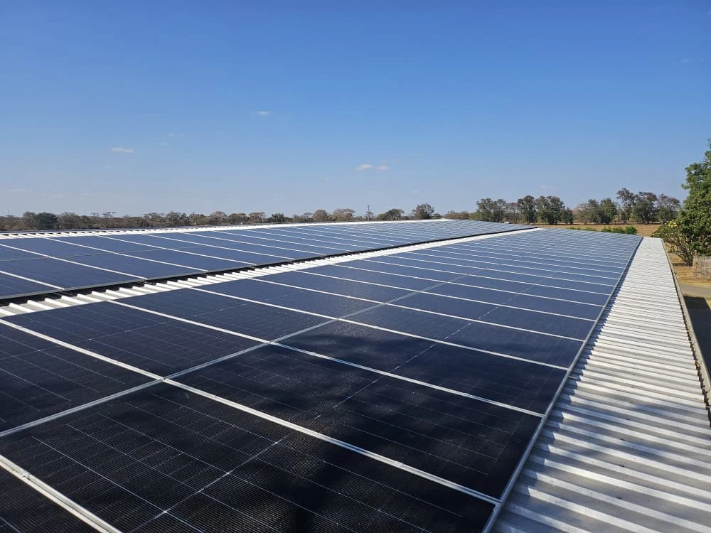 Solar PV array installation progressing at Kambwese in Chisamba